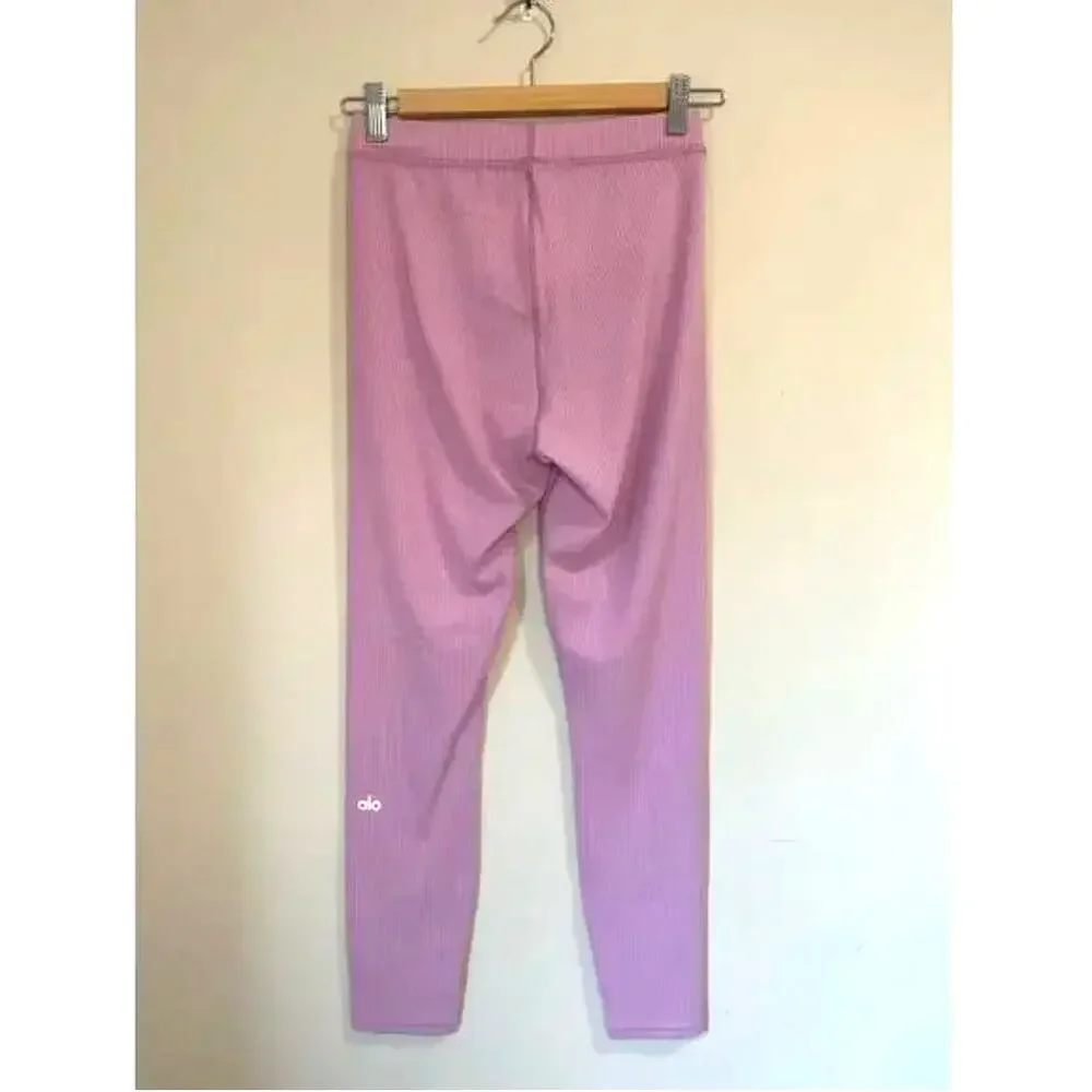Alo Yoga Seamless High-waist Ribbed Legging 7/8 in Lavender sz. S - Picture 4 of 6
